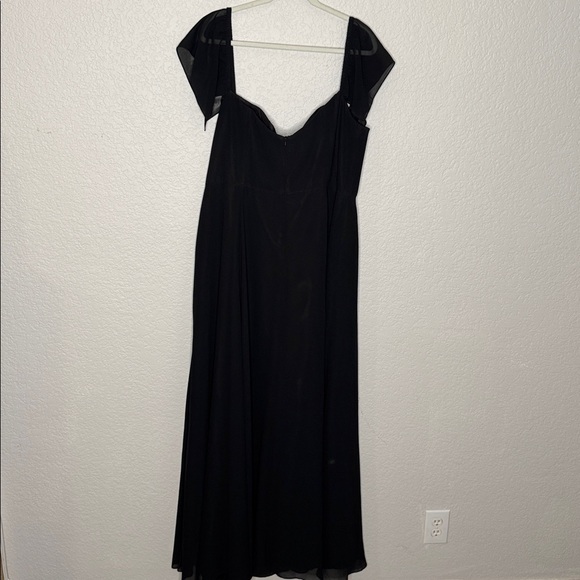 Jenny Yoo Elsie Black Chiffon Dress Size 22 Formal Bridesmaid Wedding Plus Ball - Picture 9 of 12